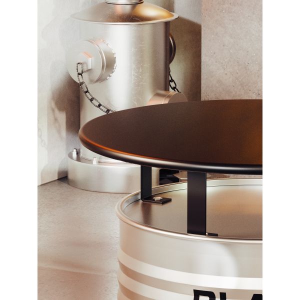 Oil Drum Round Coffee Table Set Vintage Dining Chair Table Set Silver