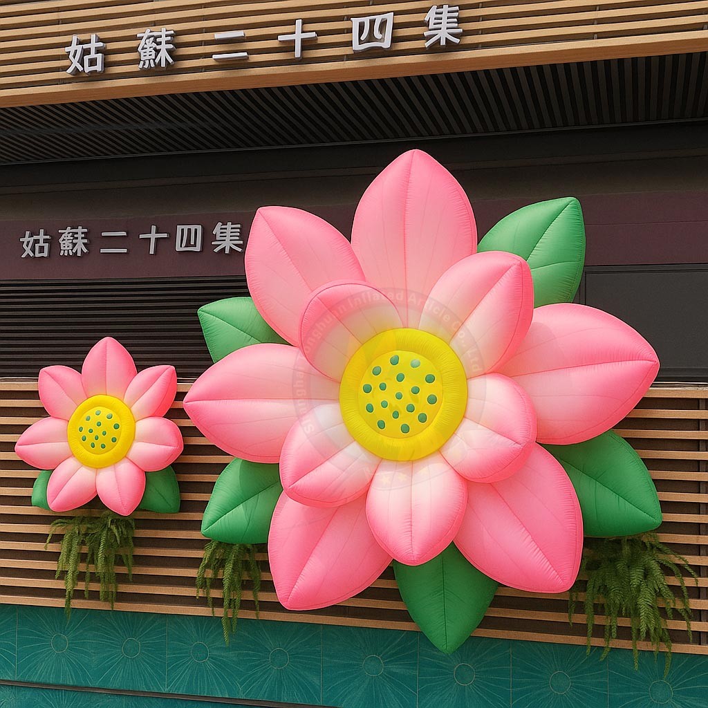 Inflatable Lotus Flower Decoration Lights Waterproof PVC Tarpaulin Custom Logo Printed Weather Resistant Event Wedding Stage