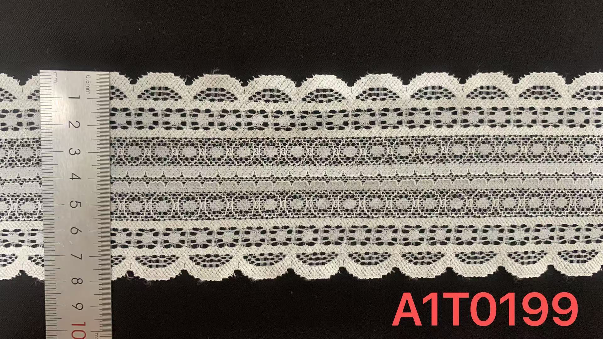 8cm Symmetrical Wavy Edge Stretch Lace Trim with Fine Geometric Mesh for Tee