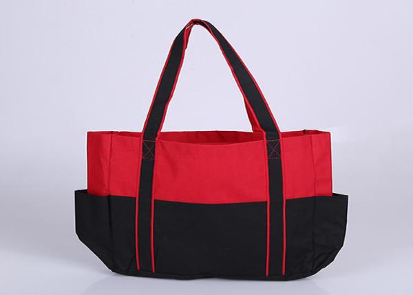 Two Tone Polyester Tote Bags 600D Polyester Canvas Tote With Outside Pocket