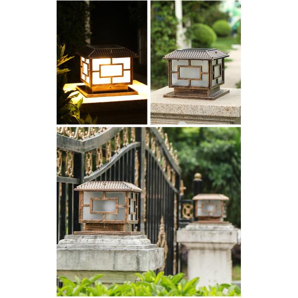 Black Bronze Aluminum Solar Pillar Light Energy Saving Fence Solar Post Cap Lighting