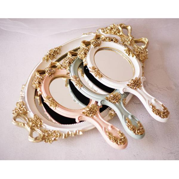 Functional Wood Glass Vintage Handheld Makeup Mirrors Portable Retro Mirror for Girls