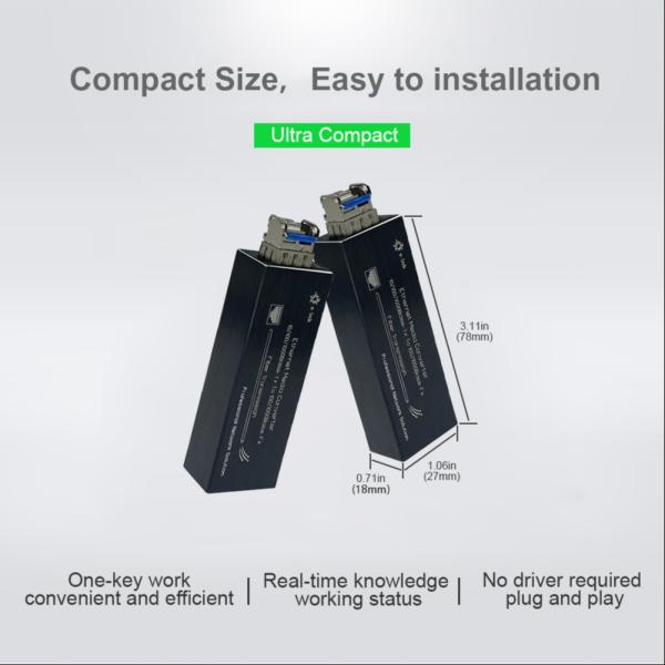 Mini Convertisseur de média Gigabit Ethernet SFP 10/100/1000BASE-T vers 100/1000BASE-X pour caméra IP sur fibre