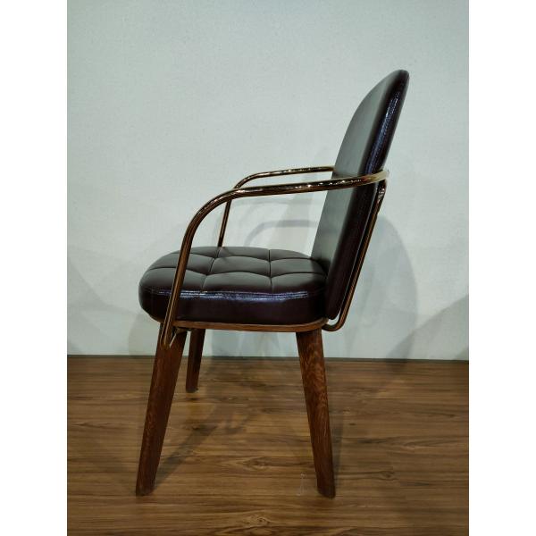 PU Leather 47cm 88cm Wrought Iron Upholstered Dining Chairs