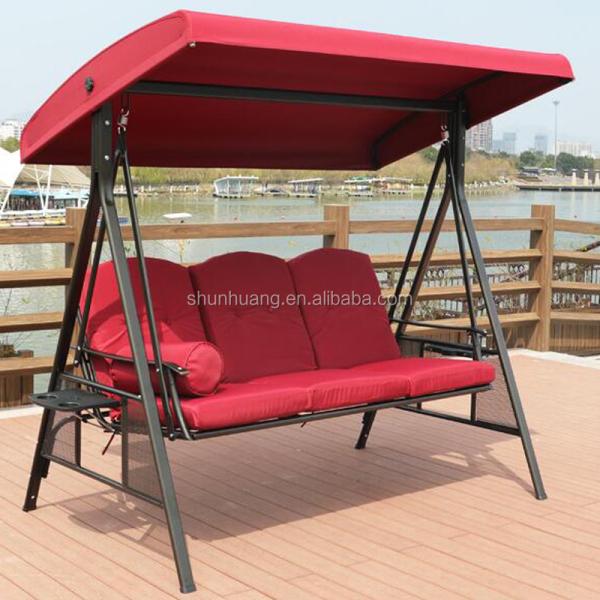 Outdoor Garden Furniture Aluminum Frame 4 Seat Dining Swing Chair with Canopy and Net