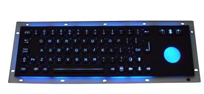 teclado industrial de USB do preto da montagem do painel traseiro de 69 chaves com o trackball do luminoso do chamelone