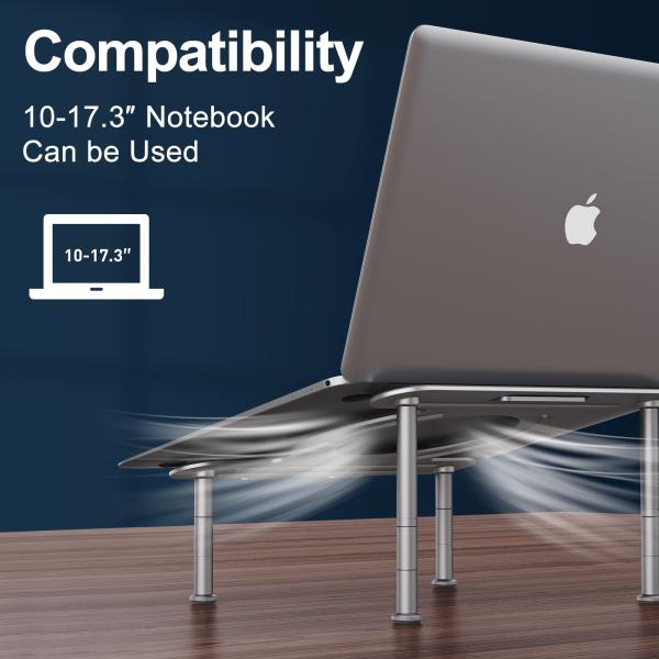 3.0mm Thick Height Adjustable Laptop Table , 614g Laptop Riser Stand