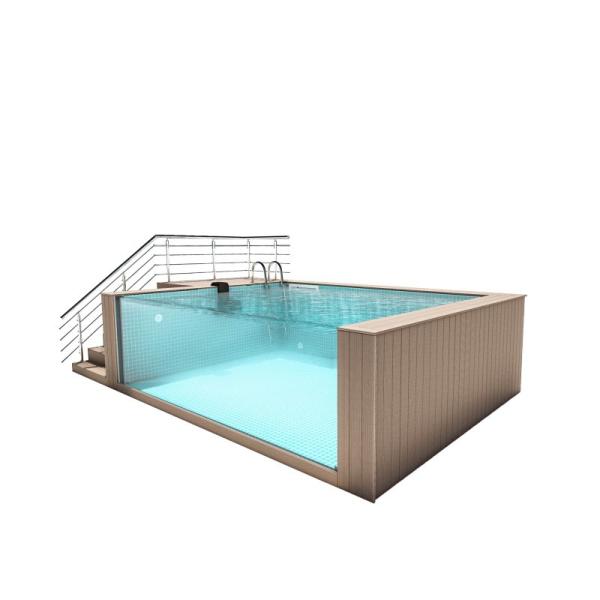 Segurança sólida Painéis de vidro transparentes infinitos Piscina familiar exterior em solo personalizada