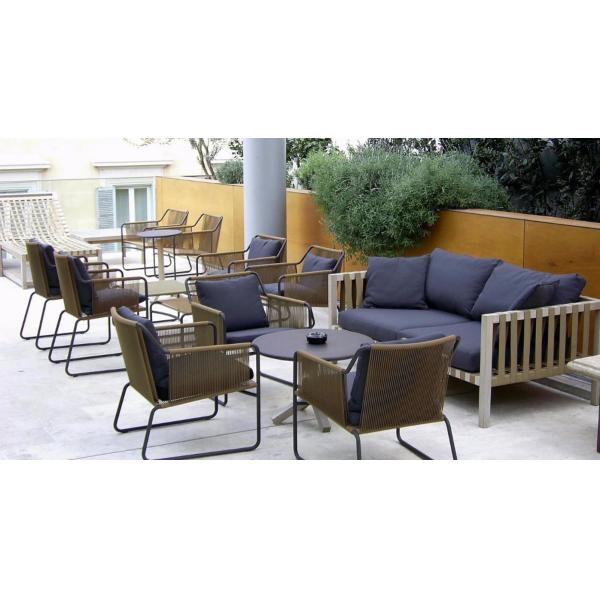 European Design Style Outdoor Furniture Set with Metal Frame and Rope Weave