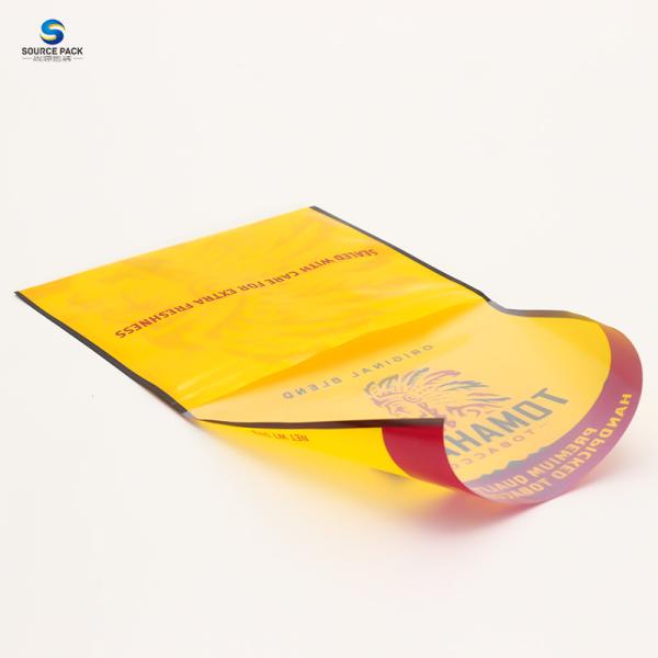 Tobacco Leaf Cigarette Packing Plastic Ziplock Bag With Clear Wrap And Sticker