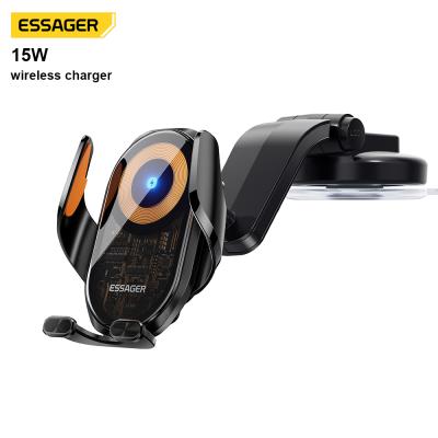 One-hand Operation Car Phone Holder with Wireless Charger and Anti-slip Features ESSAGER A6 360 Rotation