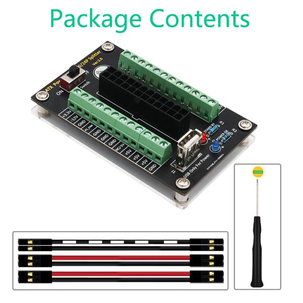 Модуль доски проламывания электропитания Pin ATX 24/20 с портом USB 5V и акриловым основанием