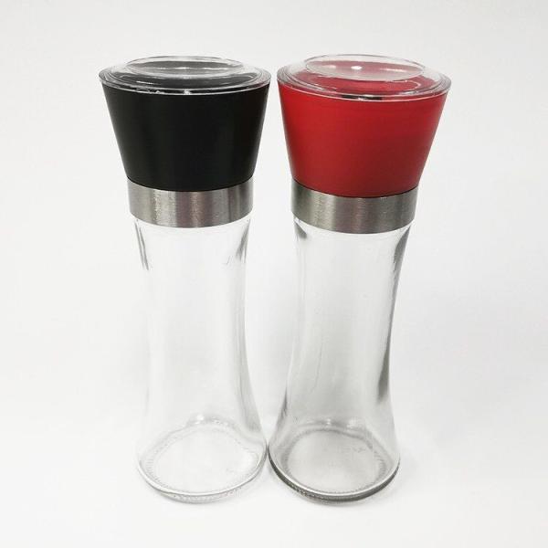 Glass Stainless Steel 255g 180ml Salt Pepper Mill Set for Kitchen