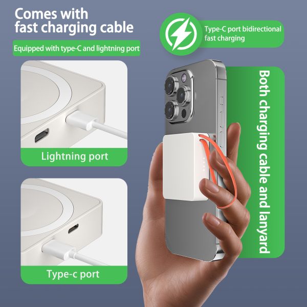 Wireless 3 In 1 Magnetic Cordless Power Bank 20W 5000mAh Portable Fast Charging Slim