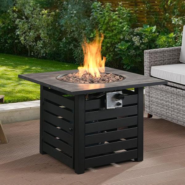 32 Inch Square 40000 Btu Propane Gas Fire Pit Self Ignition For Patio Balcony