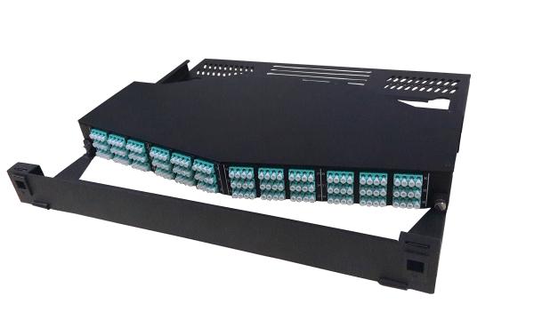 144 Core MTP MPO Patch Panel 19inch Angled Fixed Rack Black Box