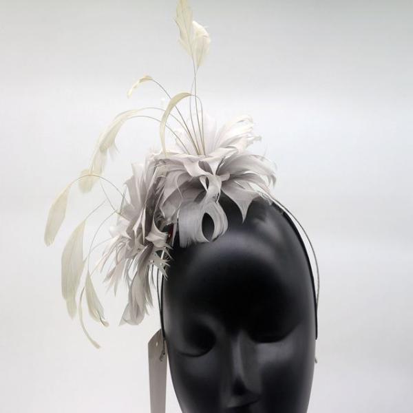 Diwali Party White Feather Fascinator Headband , Millinery Feather Flowers