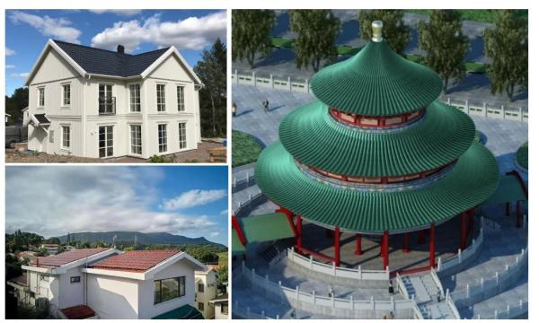 25W 28W 32W Three Arched Solar Tile Roof For Home Electricity Solar Panel Roof Tiles