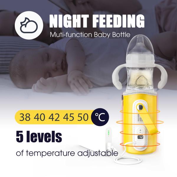 Night Feeding  USB charger electric heating warmer Formula dispenser glass baby milk feeding bottle 240ml