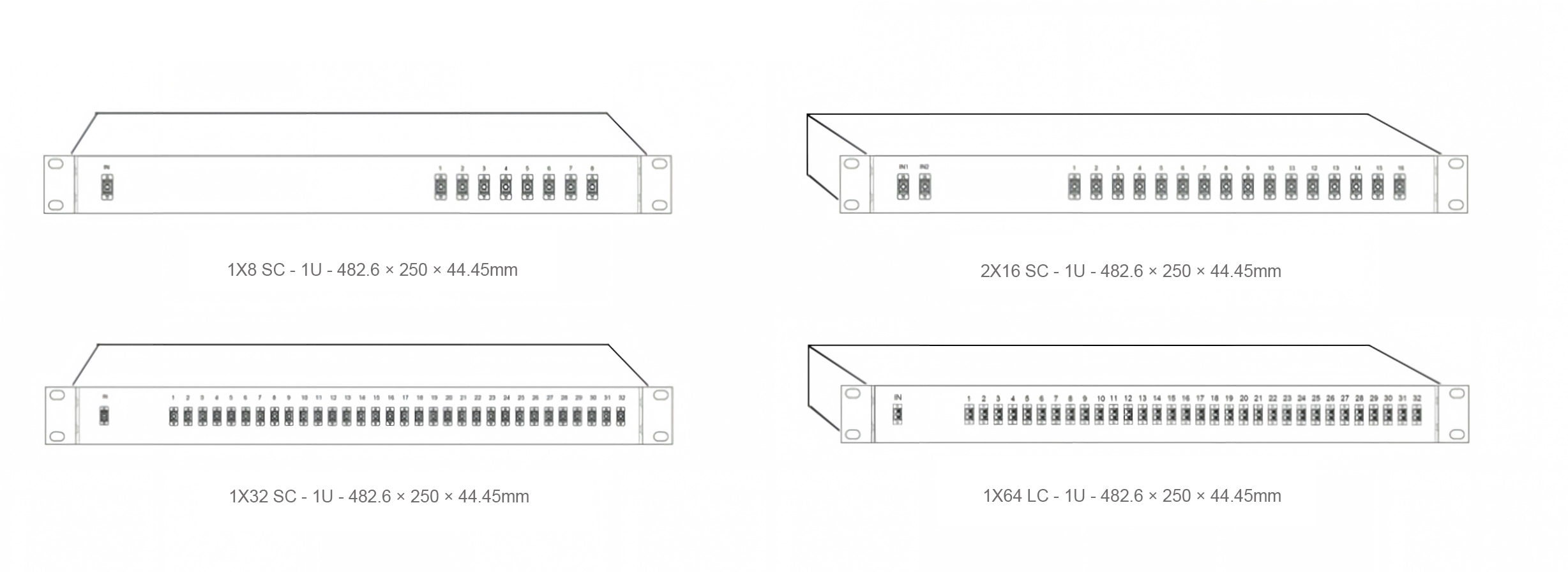19 Inch Rack-Mount PLC Splitter Chassis 1x8 Splitter Optical Splitter Box for FTTH