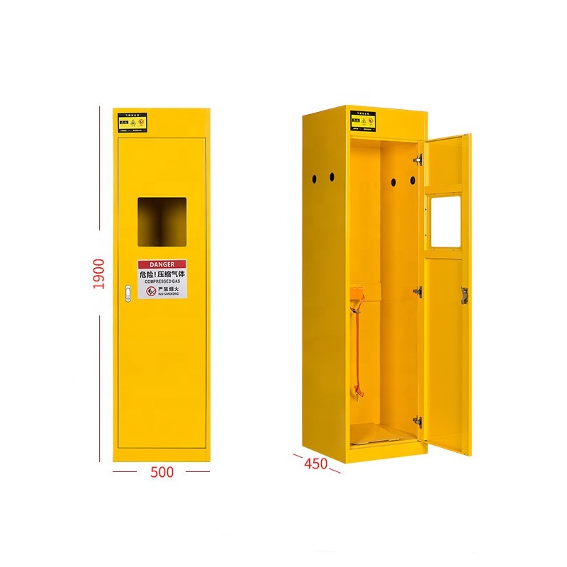 Yellow Flammable Gas Cylinder Storage Cabinet Explosion Proof Corrosion Proof Cylinder Safety Cabinet