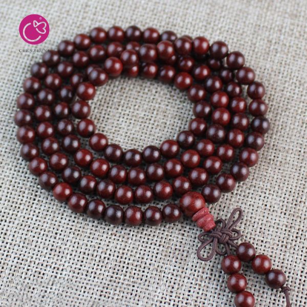 Wholesale Small Leaf Red Sandalwood Natural Wooden Beads Bracelet Blood Ebony Beads Buddhist Necklace Bracelet