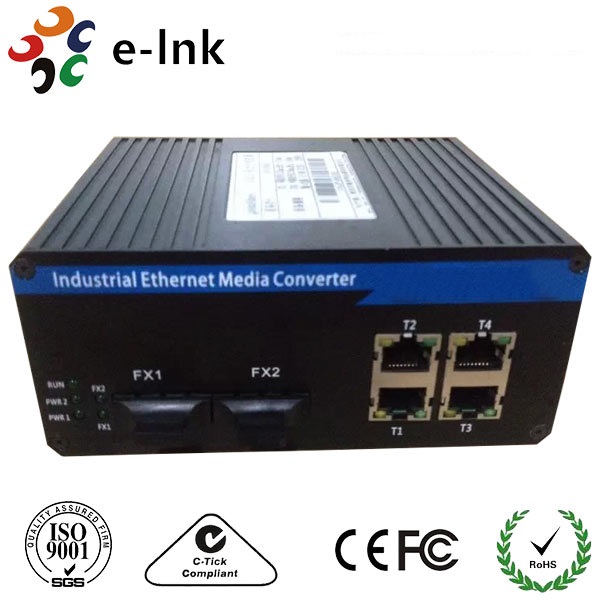 Trilho/parede do ruído que monta o conversor industrial dos meios dos ethernet 4G + 2 interruptor do SC Gigabit Ethernet