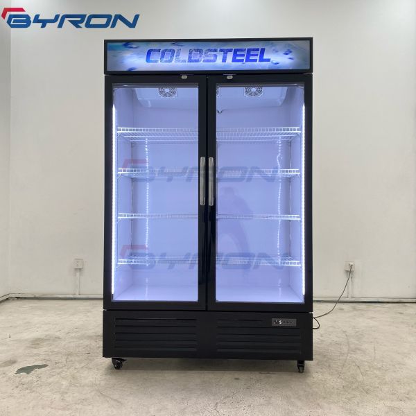 Double Door Beverage Cooler Dual Zone Wine Fridge Energy Efficiency