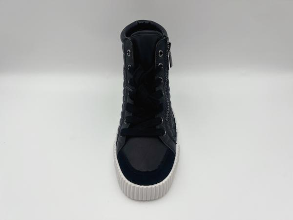 Genuine Leather Athletic Sports Shoes High Top Ladies Black With Ykk Metal Zipper
