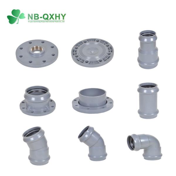 DIN Standard PVC Pipe Fitting with Rubber Ring Wall Thickness Pn10 White and Blue