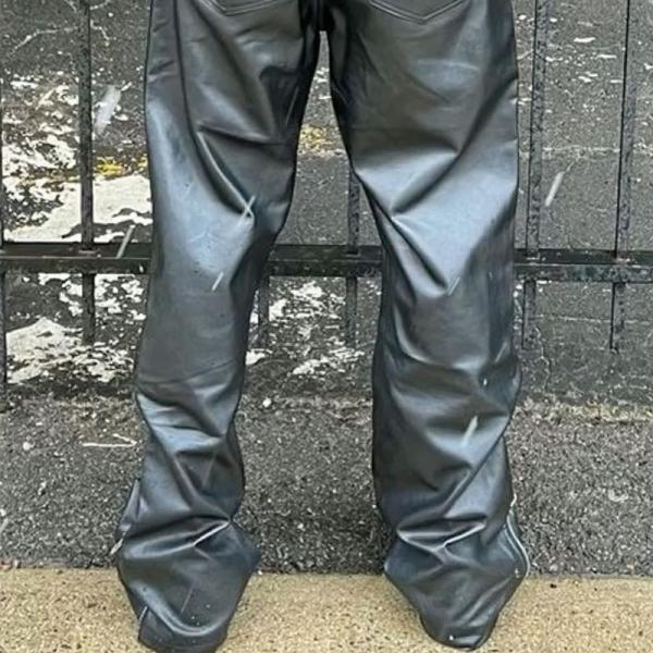 Vintage Leather Tracksuit Mens Zip Up Retro Multiple Pockets Letter Embroidery Bomber Jacket