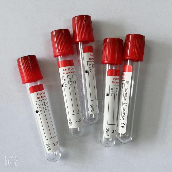 Red Clinical Plain 3ml Blood Collection Tube Disposable