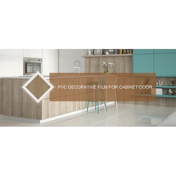 Embossed Cabinet Covering PVC Wood Grain Foil Vinyl Wrap 1400mm Wide