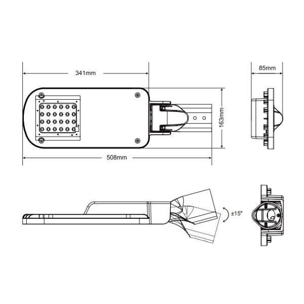 Света проезжей части СИД T5 6500LM 277V 130LM/W 50W IP66, на открытом воздухе уличный свет СИД