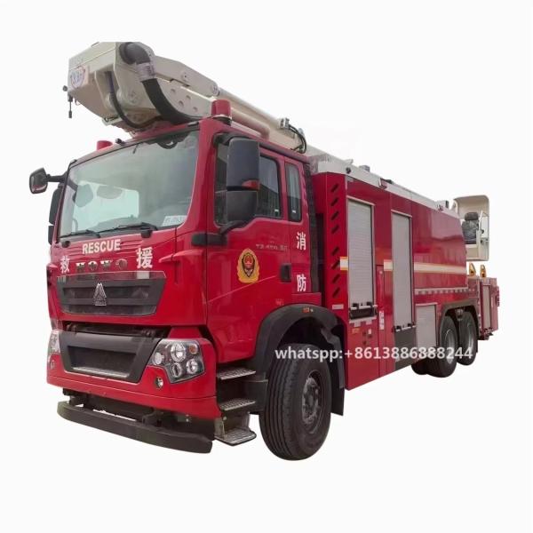 Sinotruk  Howo Red Fire Rescue Vehicle With Lift Jet Function, High Altitude Fire Extinguishing Truck   Fire Engine