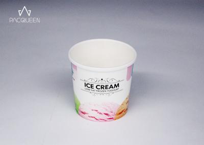 White Branded Disposable Ice Cream Containers Double Coating Non Toxic