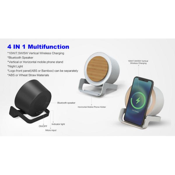 4 in 1 Multi-Funcational Night Light  Bluetooth Speaker With Wireless Charging and Phone Stand
