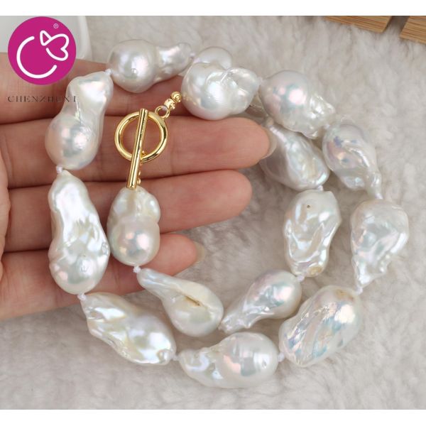 Hot Sale Pure Freshwater Pearl Necklace White Baroque Style Fashion Pearl Necklace Jewelry