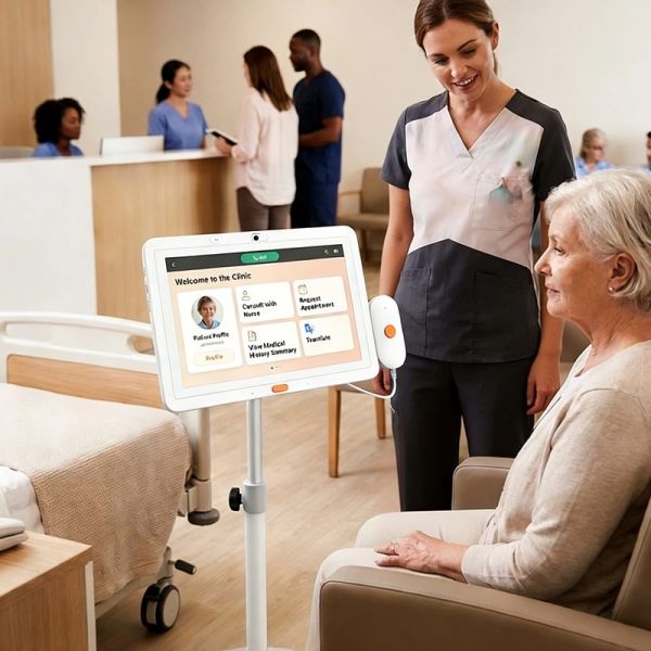 Hospital Bedside Information Tablet with Camera and Privacy Protection
