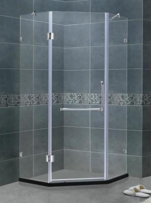 Frameless 8 / 10 MM Glass Shower Screens Clear Tempered With Stainless Steel Two Support Bars