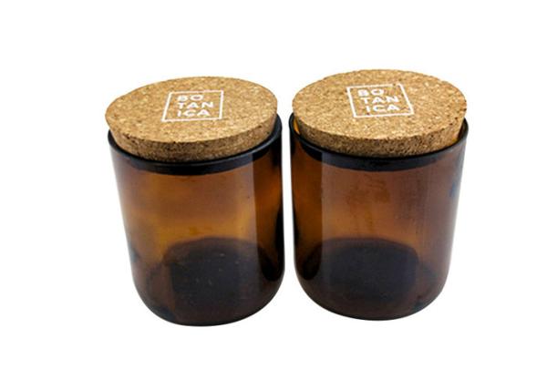 Frascos decorativos de Amber Candle Holder Glass Candle com Cork Lid For Candle Making