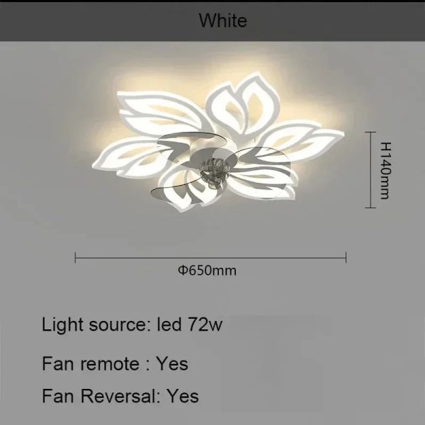 Remote Control Living Dining Table Room Bedrooms Fan Lighting Fixtures Petals led Ceiling fan light(WH-CLL-57)