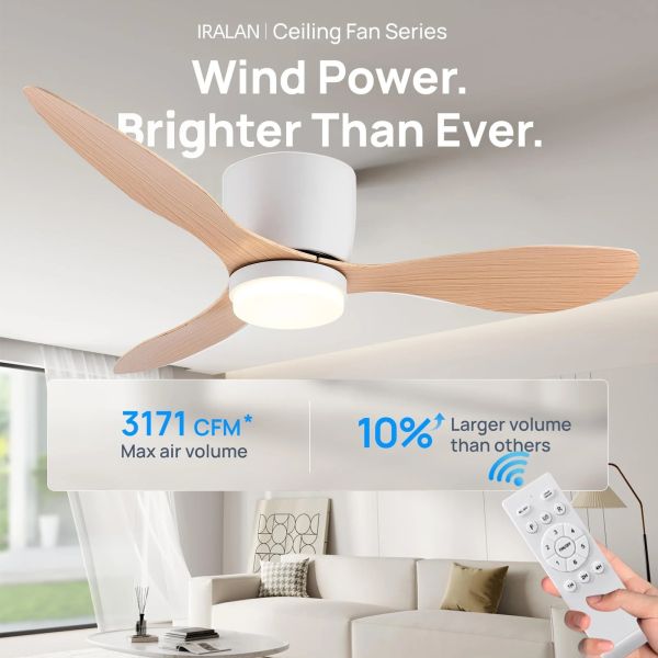 DC motor Large Air Volume Remote Control for Kitchen Bedroom Dining room Modern Ceiling Fan with LED Light (WH-VLL-34)