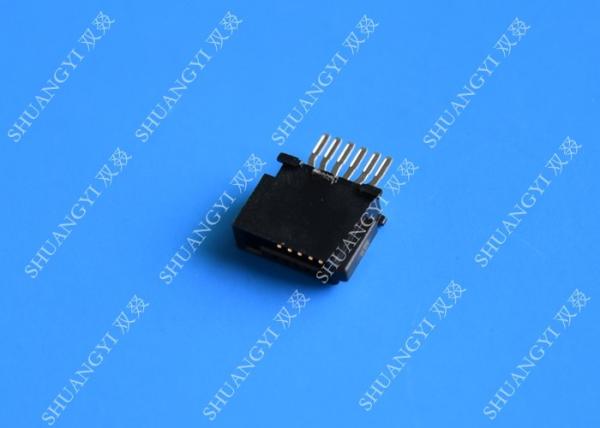 Black Crimping SATA Data Connector 6P Female Riveting Pressure Type For PC