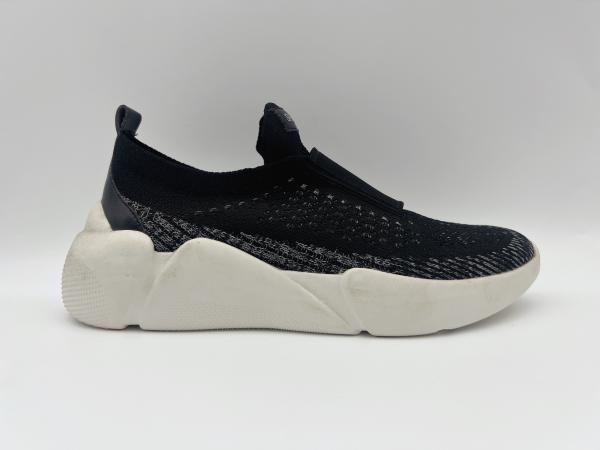 Navy Black Slip Resistant Work Shoes Womens 5cm Wide Elastic Upper