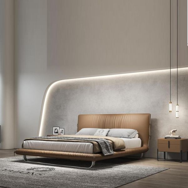MOYI luxury platform furniture full size bedroom modern luxury queen double up-holstered  beds frame king size bed