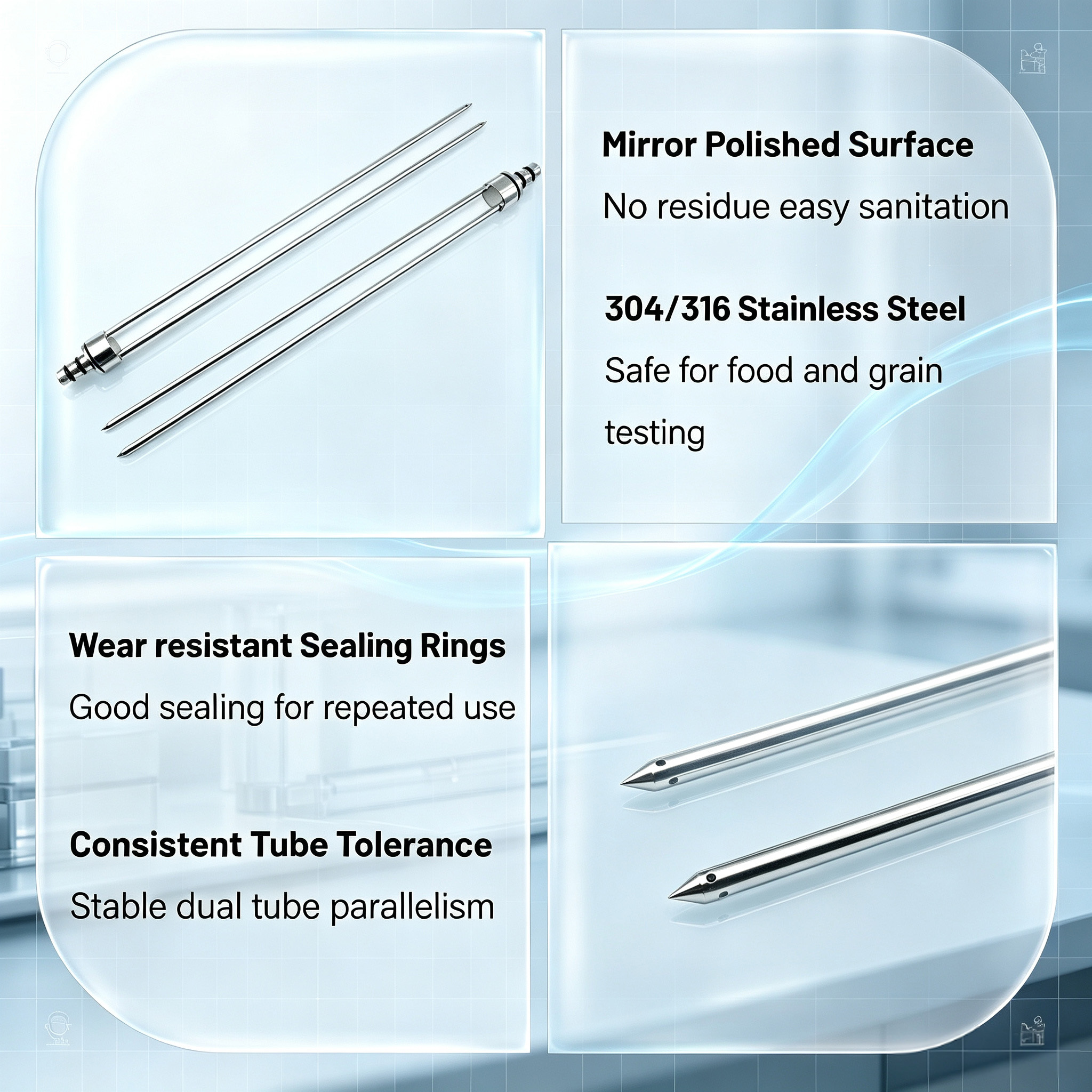 Customized Dual Prong Food Probe with Integrated Barb Fitting