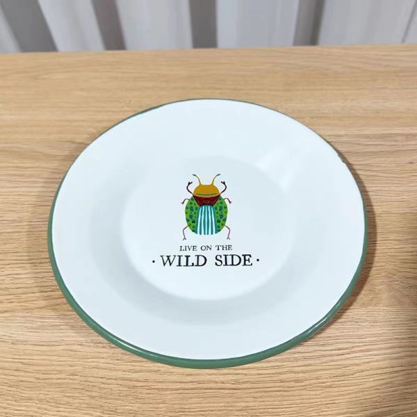 Enamel Camping Tableware Set 18cm 20cm 22cm 24cm 27cm Vintage Retro Plates And Bowls Set