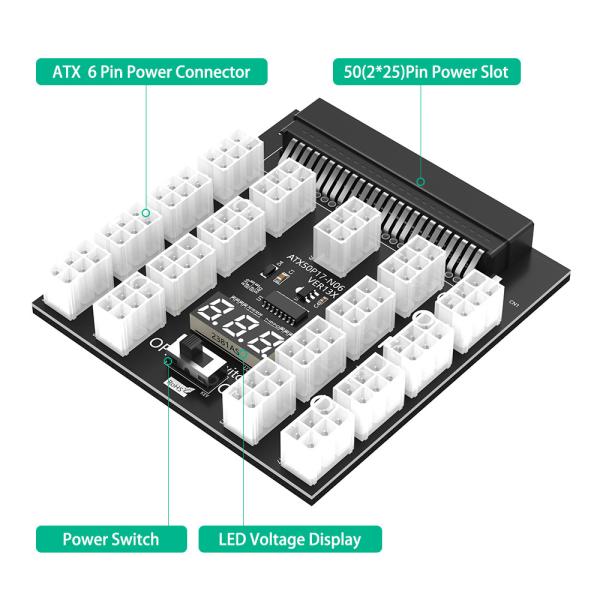 Version de mise à niveau ATX 17x 6Pin alimentation électrique Breakout Board Adapter Convertisseur 12V pour Ethereum Bitcoin de minage
