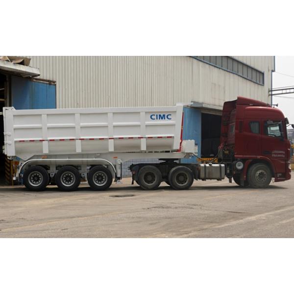 35 Ton Tri Axle Tipper Semi Trailer With Hydraulic Mechanic Suspension